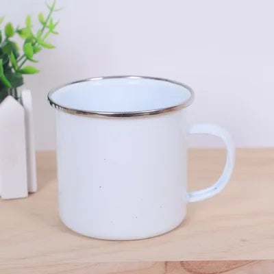 Pink Letter Flowers Enamel Coffee Mugs