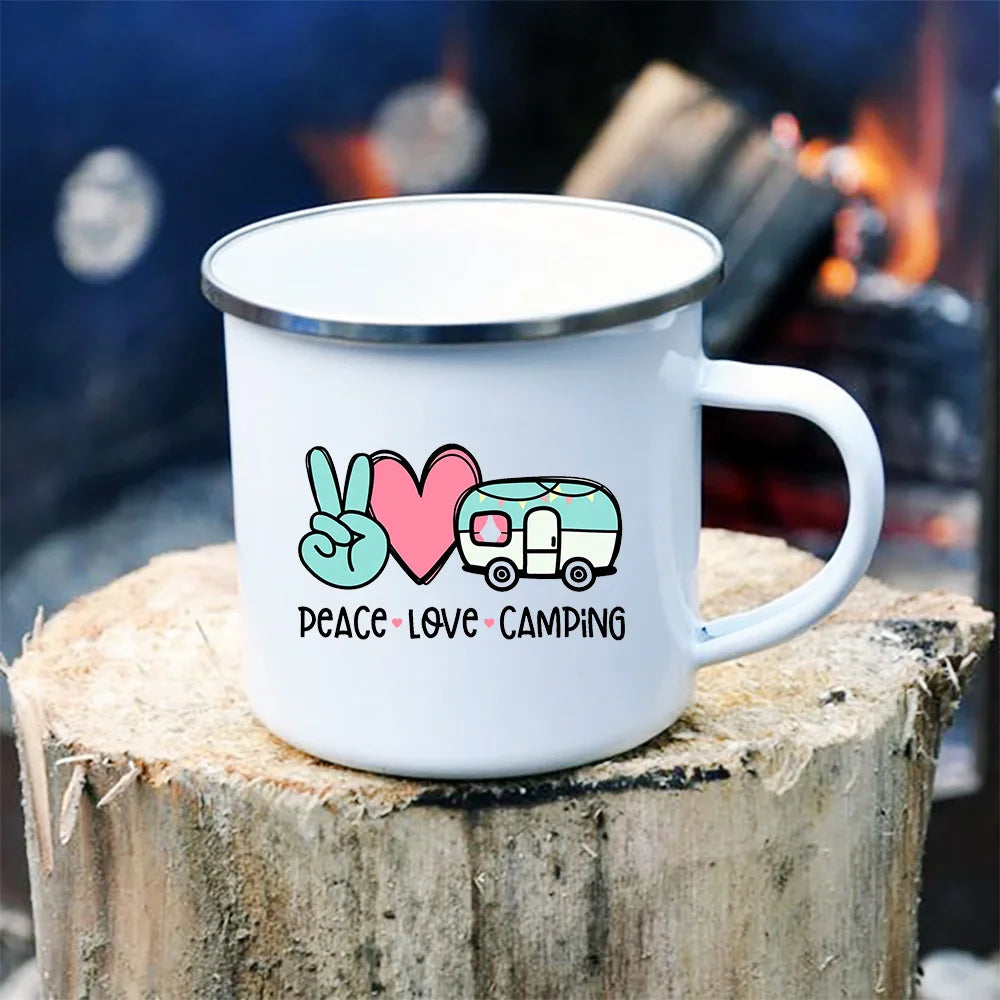 Peace Love Camping Enamel Mugs