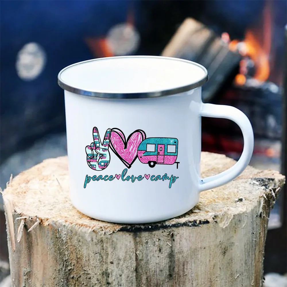 Peace Love Camping Enamel Mugs