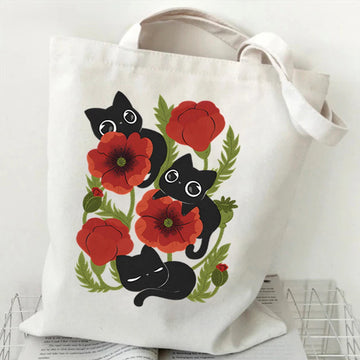 Funny Black Cat Tote Bags