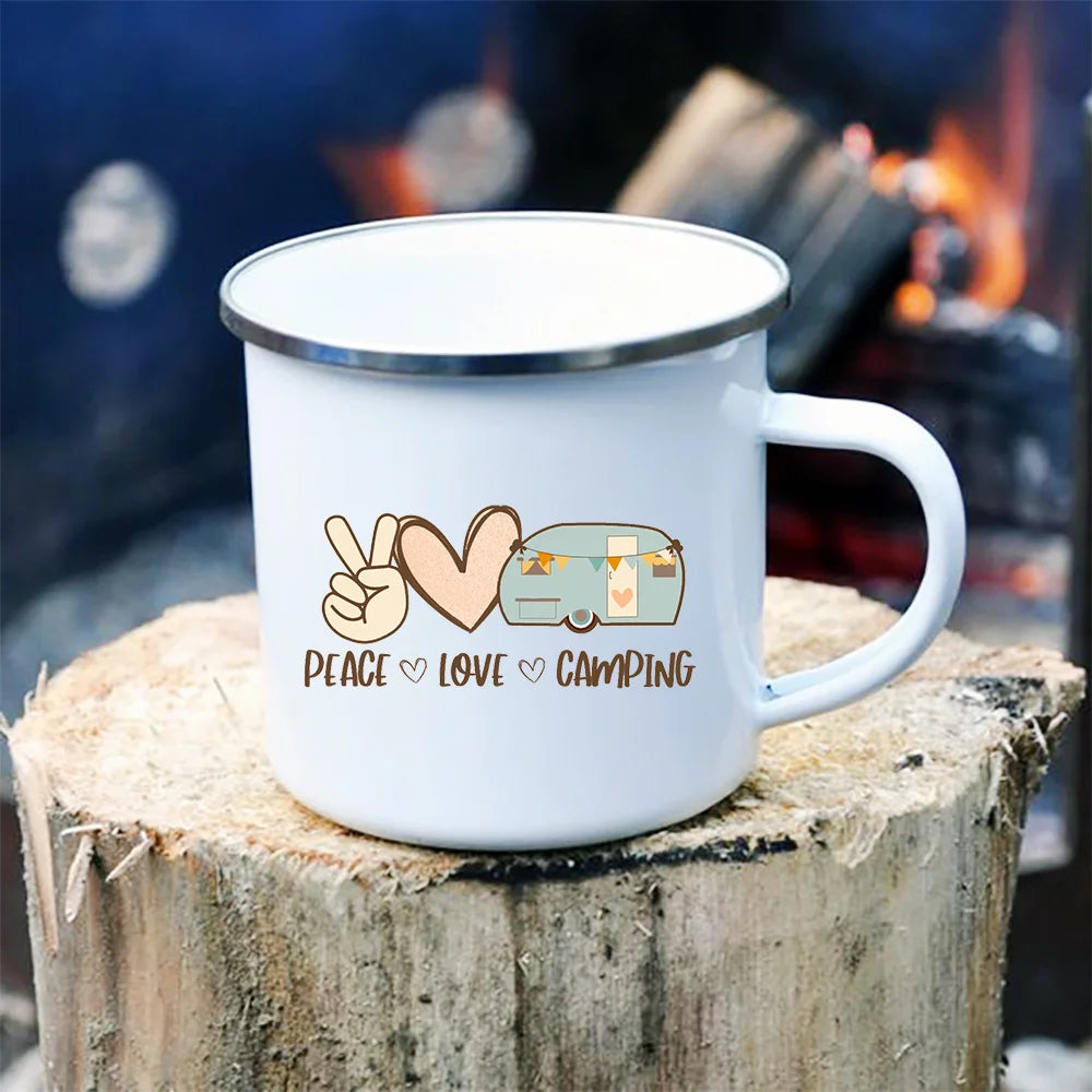 Peace Love Camping Enamel Mugs