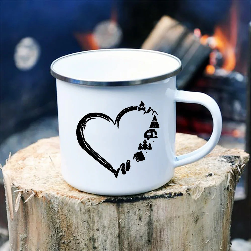 Peace Love Camping Enamel Mugs