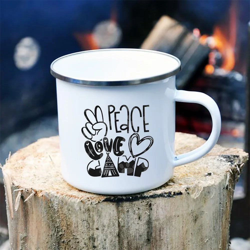 Peace Love Camping Enamel Mugs