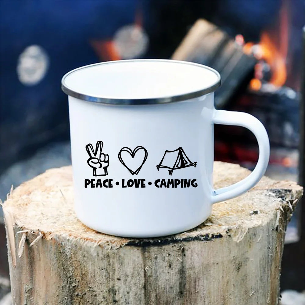 Peace Love Camping Enamel Mugs