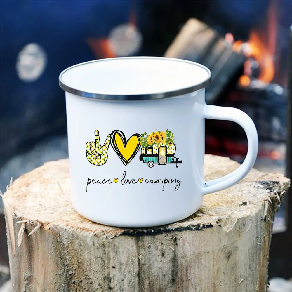 Peace Love Camping Enamel Mugs