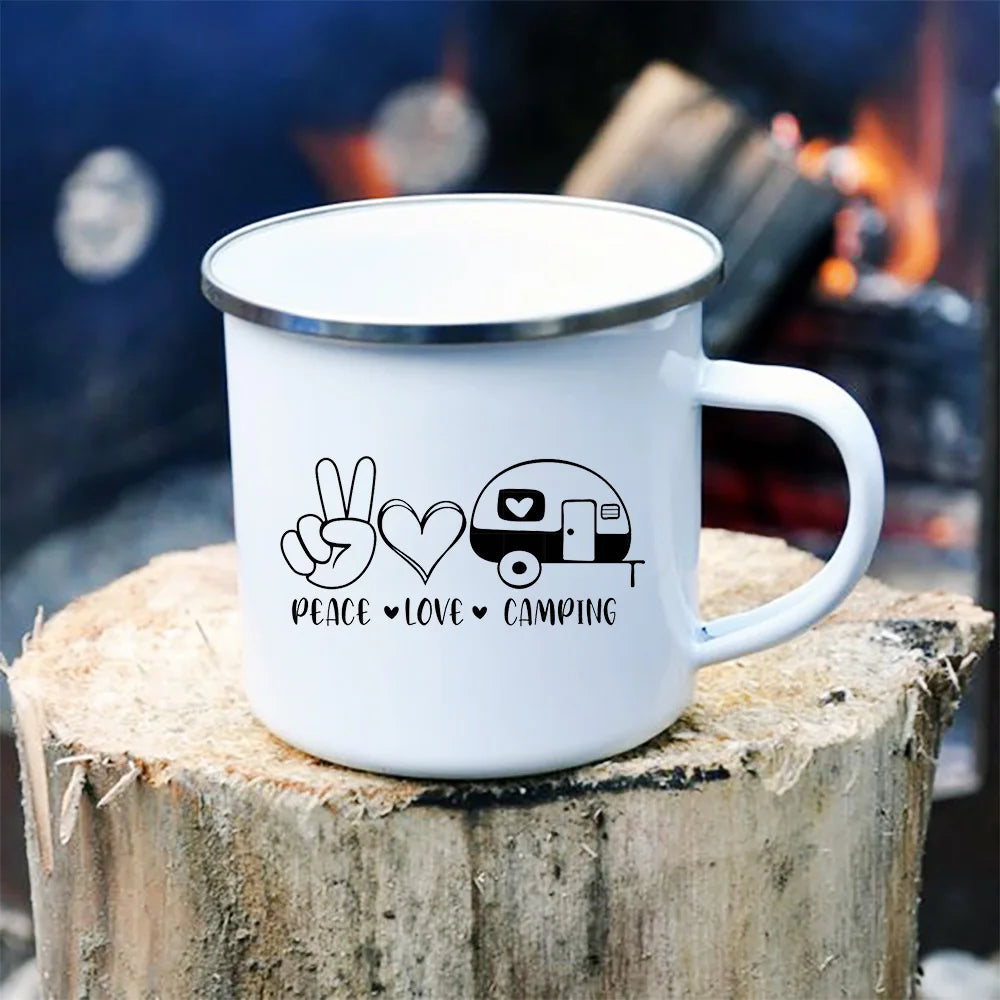 Peace Love Camping Enamel Mugs